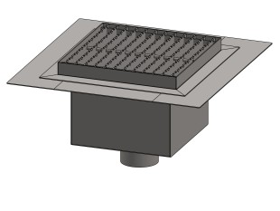 Sifone a pavimento con griglia, 250mm x 250mm x 176mm Ø75mm verticale, CARRABILE ANTISCIVOLO con FLANGIA per IMPERMEABILIZZAZIONE