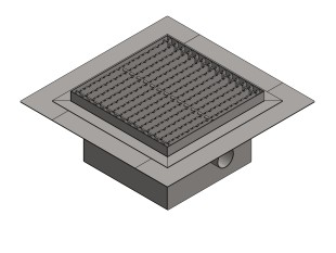 Sifone a pavimento con griglia, 300mm x 300mm x 188mm Ø50mm orizzontale, CARRABILE ANTISCIVOLO con FLANGIA per IMPERMEABILIZZAZIONE