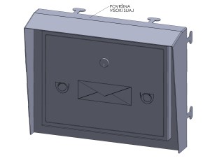 Zadnji del zidnega vgradnega nabiralnika inox