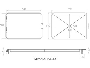 POKROV KOVINSKI NADVGRADNI VROČE CINKAN 540mm X 740mm X 45mm 