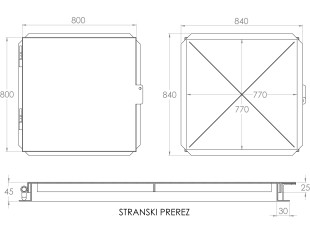 POKROV KOVINSKI NADVGRADNI VROČE CINKAN 840mm X 840mm X 45mm 