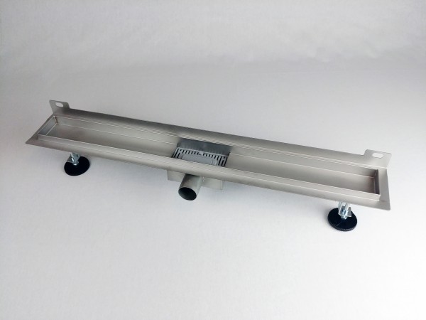 Canalina di scarico per doccia A PARETE con copertura SPAZZOLATA, dimensioni: 800(l) x 70(w) x 70(h) mm INOX