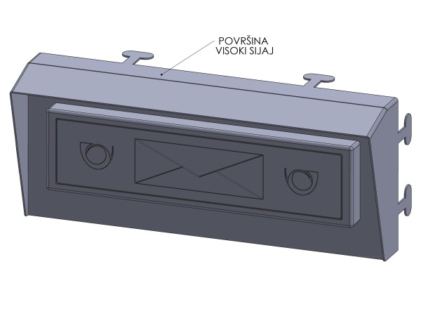 Sprednji del zidnega vgradnega nabiralnika inox